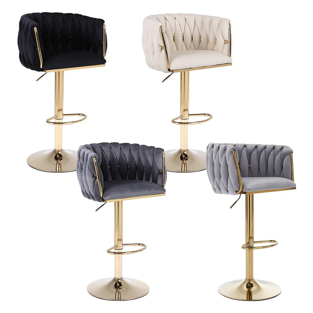Swivel velvet gold frame bar stool